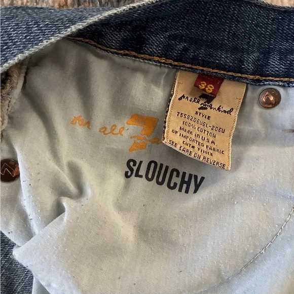 7 For All Mankind Button Fly 100% Cotton Jeans 38 x 33 - Picture 4 of 11